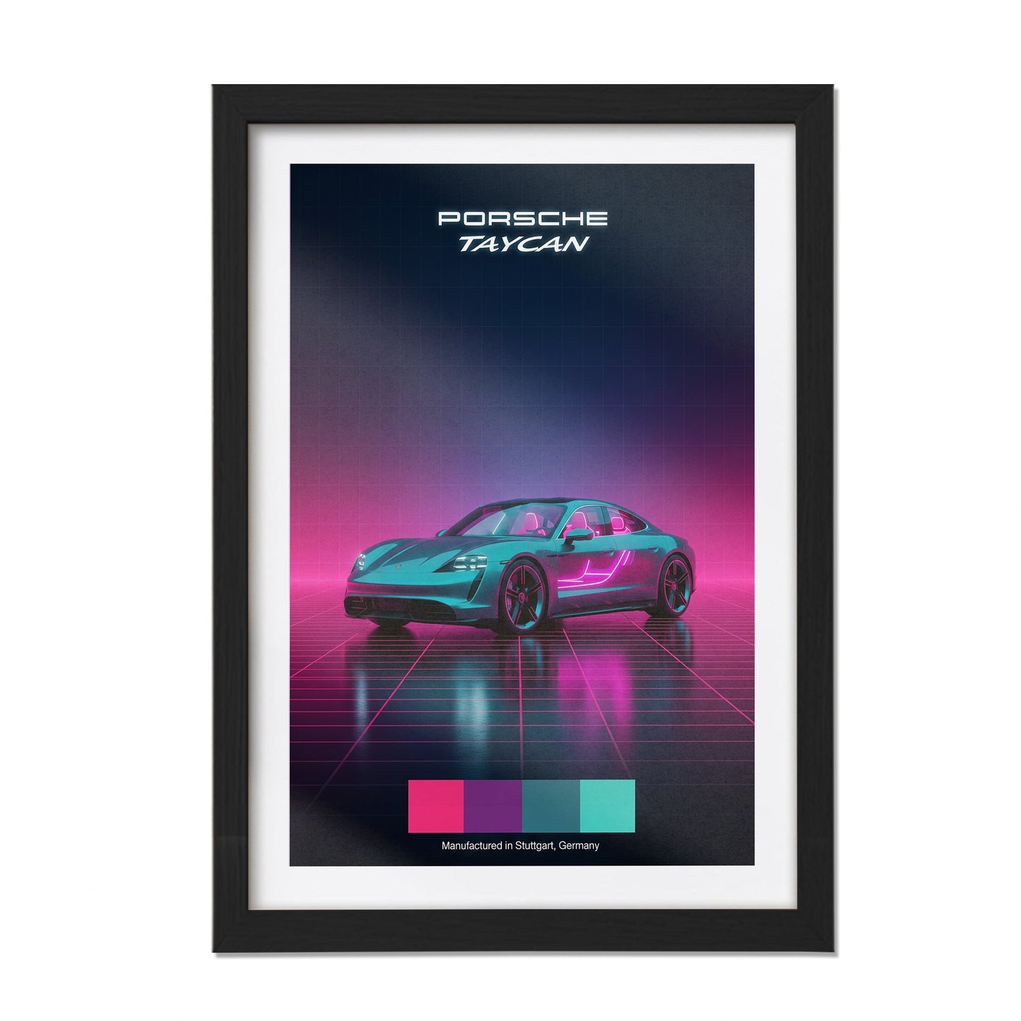 Porsche Taycan Synthwave Wall Frame