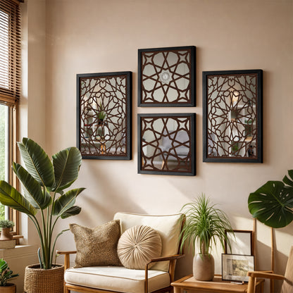 Star Pattern Mirror Set of 4
