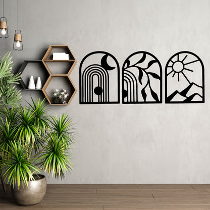 Abstract Arches Pinewood Wall Art