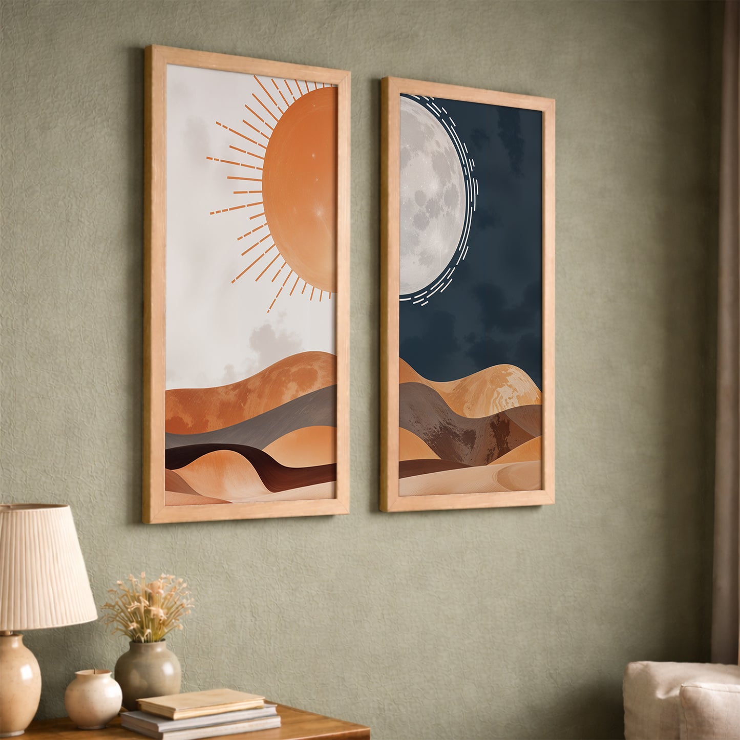 Sun & Moon Desert Wall Art Set of 2