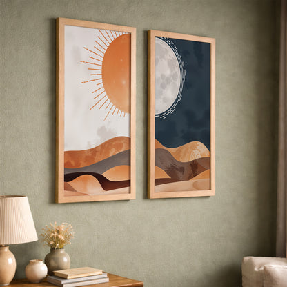 Sun & Moon Desert Wall Art Set of 2