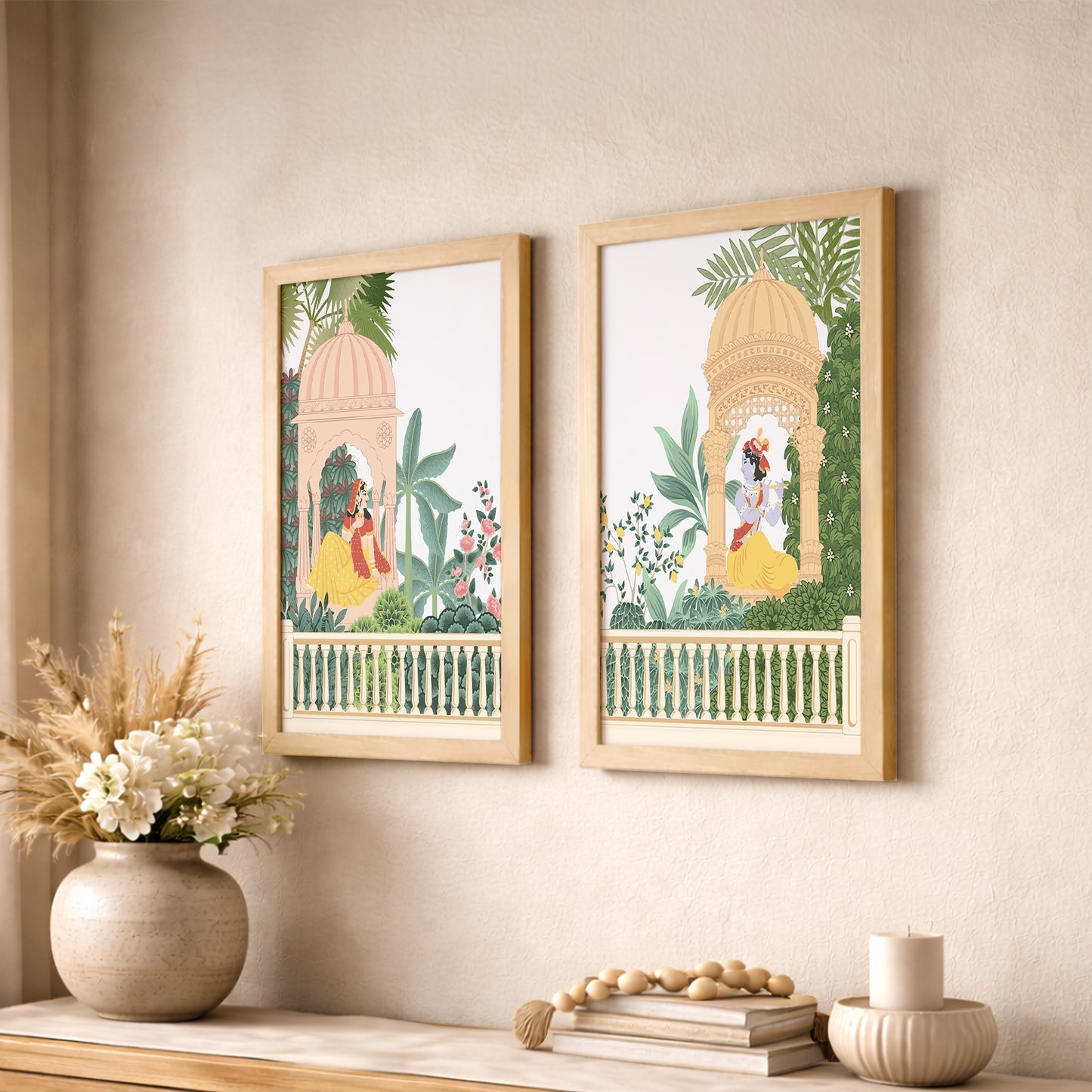 Traditional Indian Royal Couple Wall Art Set of 2