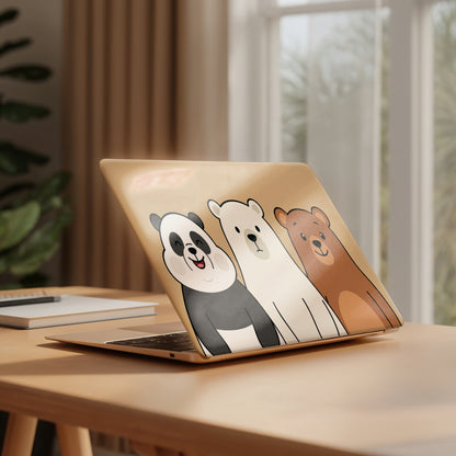 Three Cute Bears Kawaii Illustration Laptop Skin