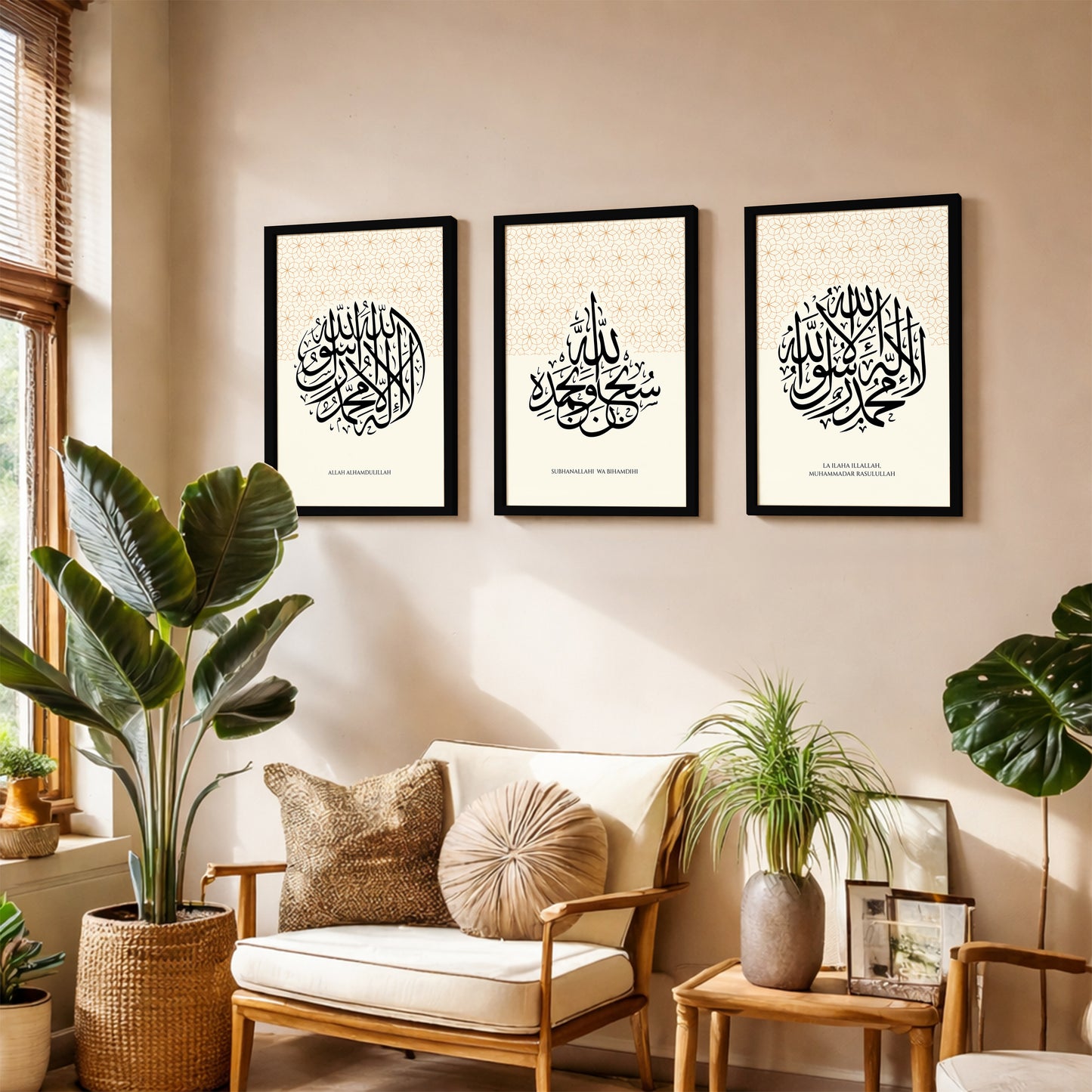 Islamic Kalima Calligraphy Wall Frame Set of 3