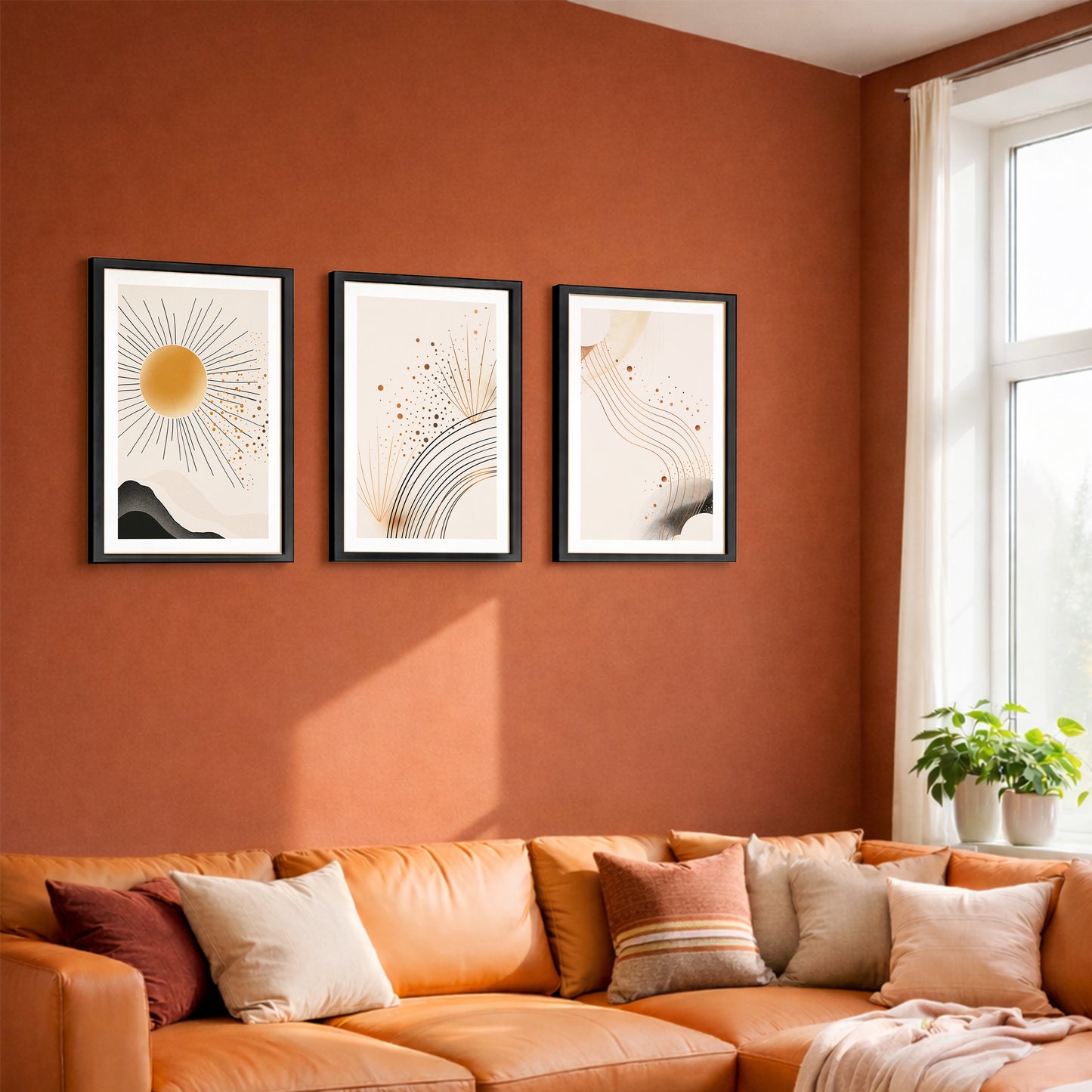 Boho Sun Wall Frames Set of 3