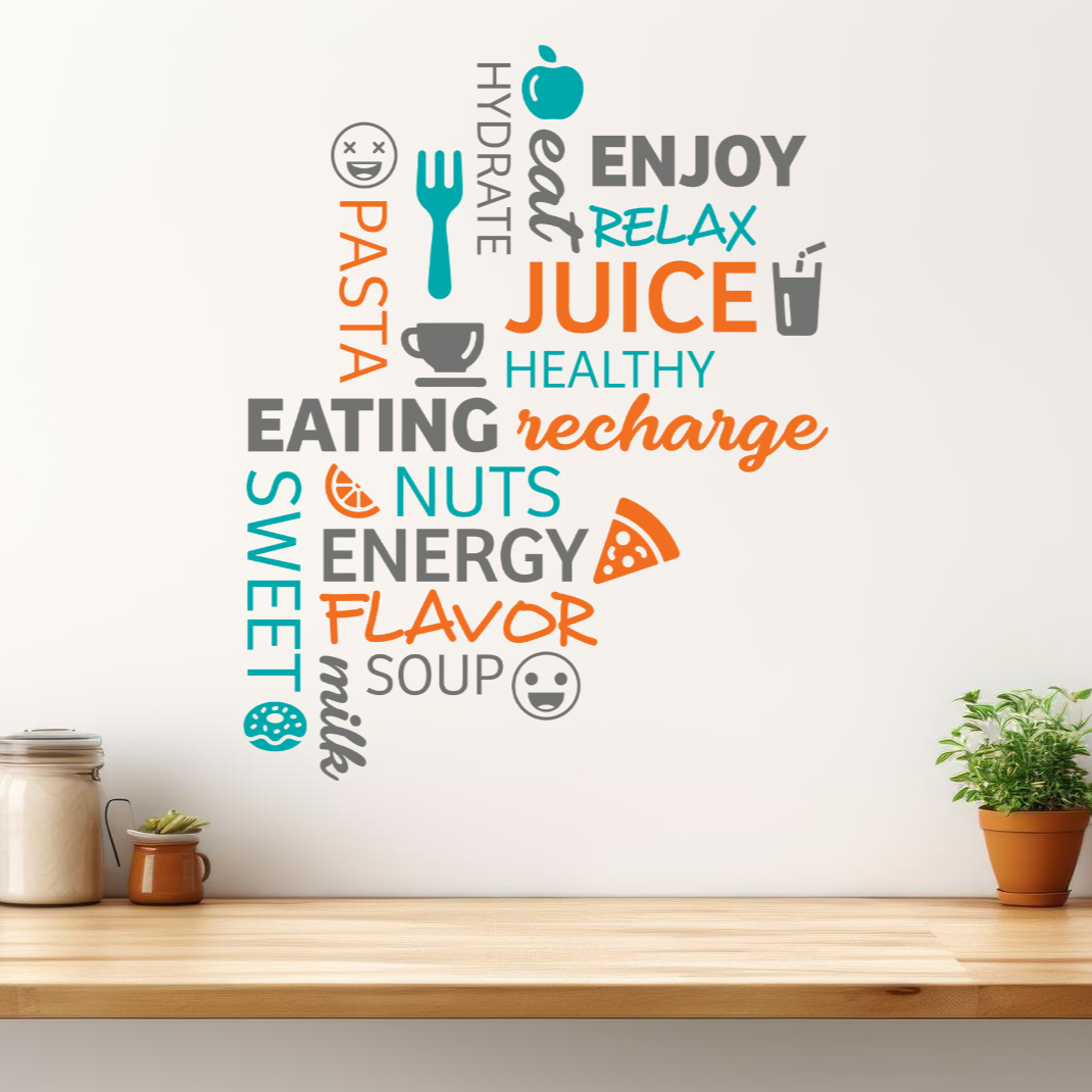 Healthy Eating Word Cloud Wall Sticker