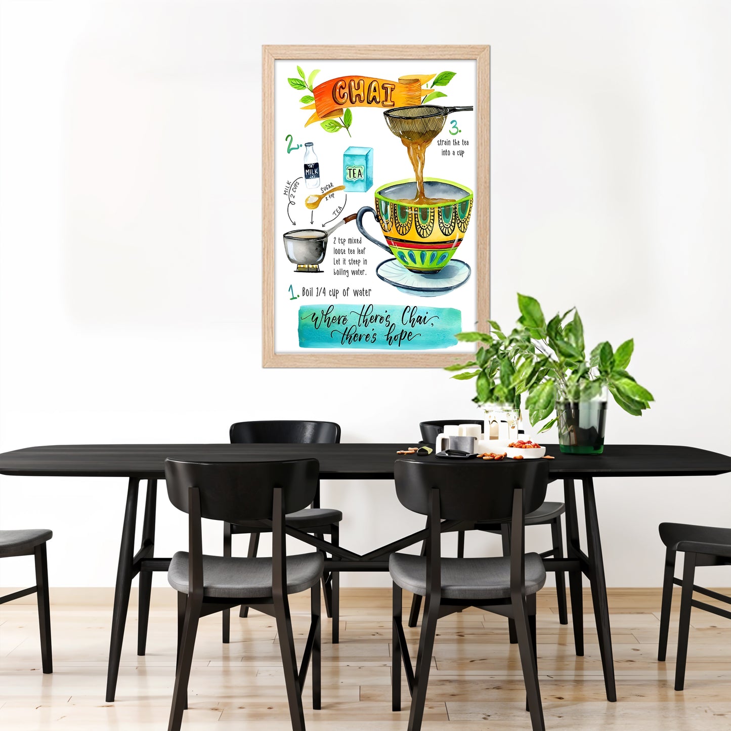 Chai Recipe Kitchen Wall Frame Set of 1