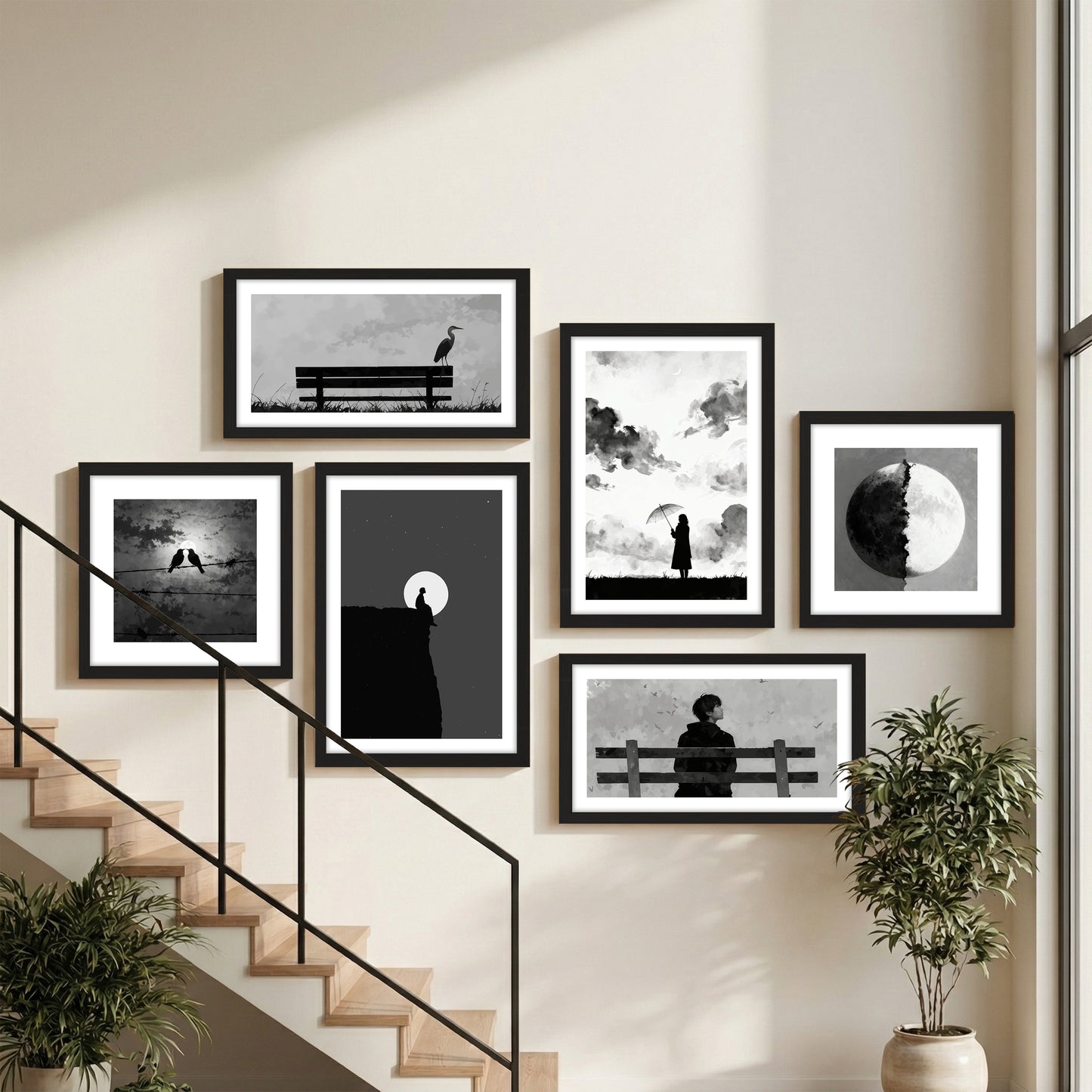 Black & White Minimal Wall Art Set of 6