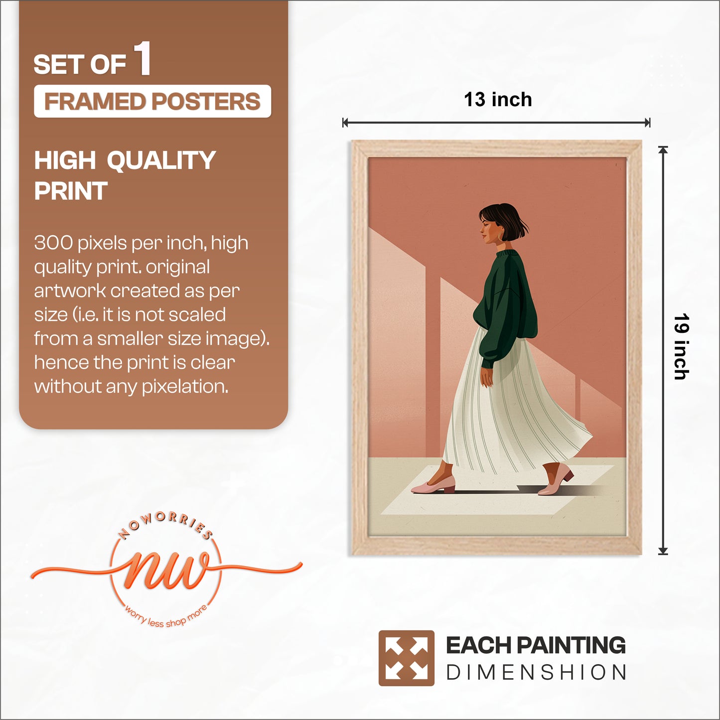 Minimalist Walking Woman Framed Wall Art