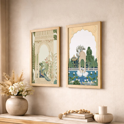 Royal Garden Palace Art Wall Frames Set of 2