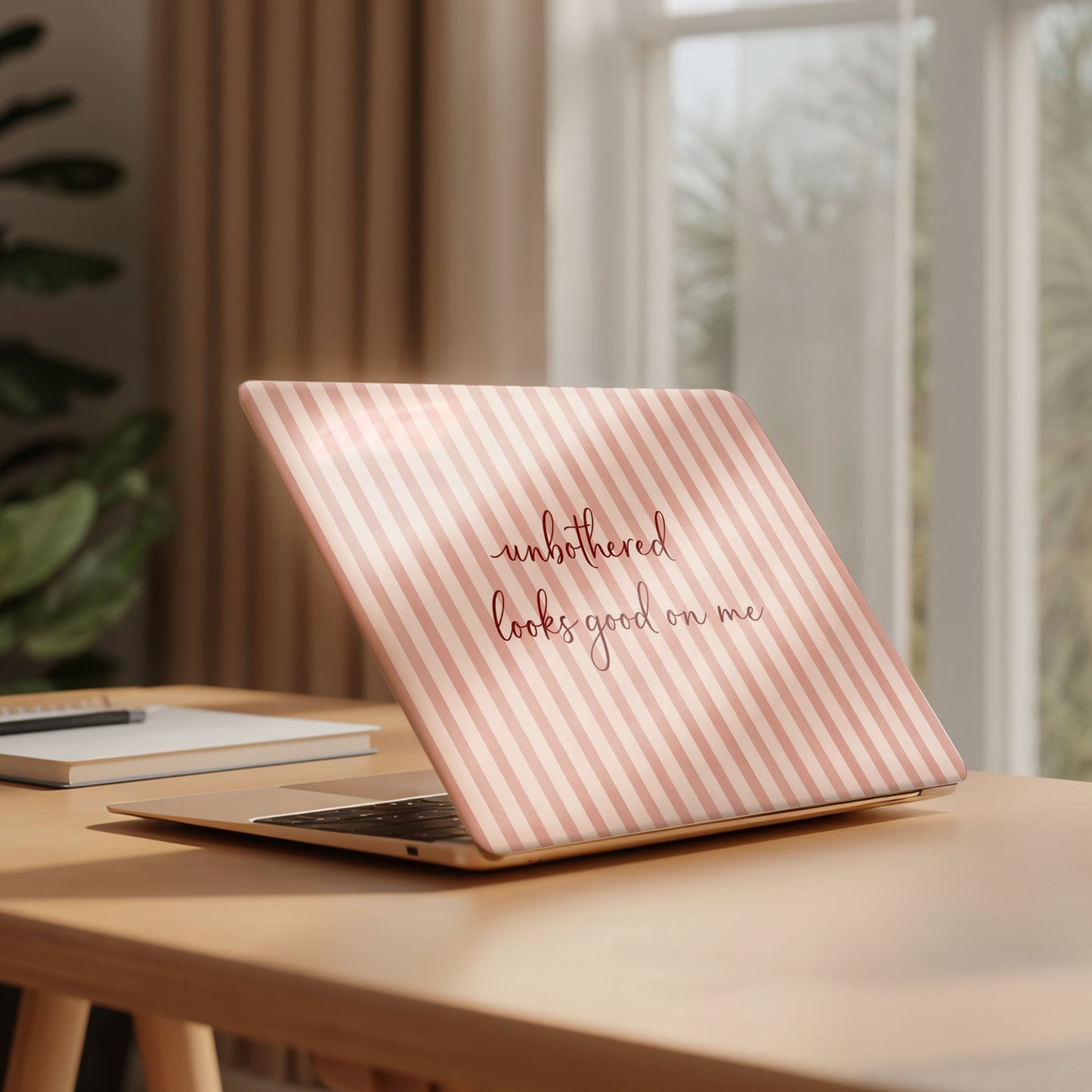 Unbothered Minimalist Pastel Pink Laptop Skin