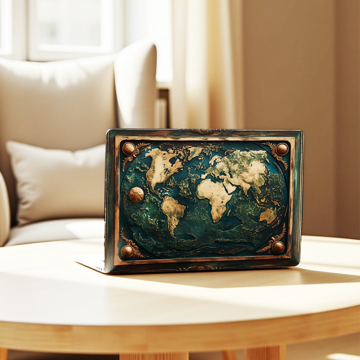 Explore the World Mountain Stamp Laptop Skin