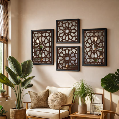 Geometric Pattern Wall Mirror Set of 4