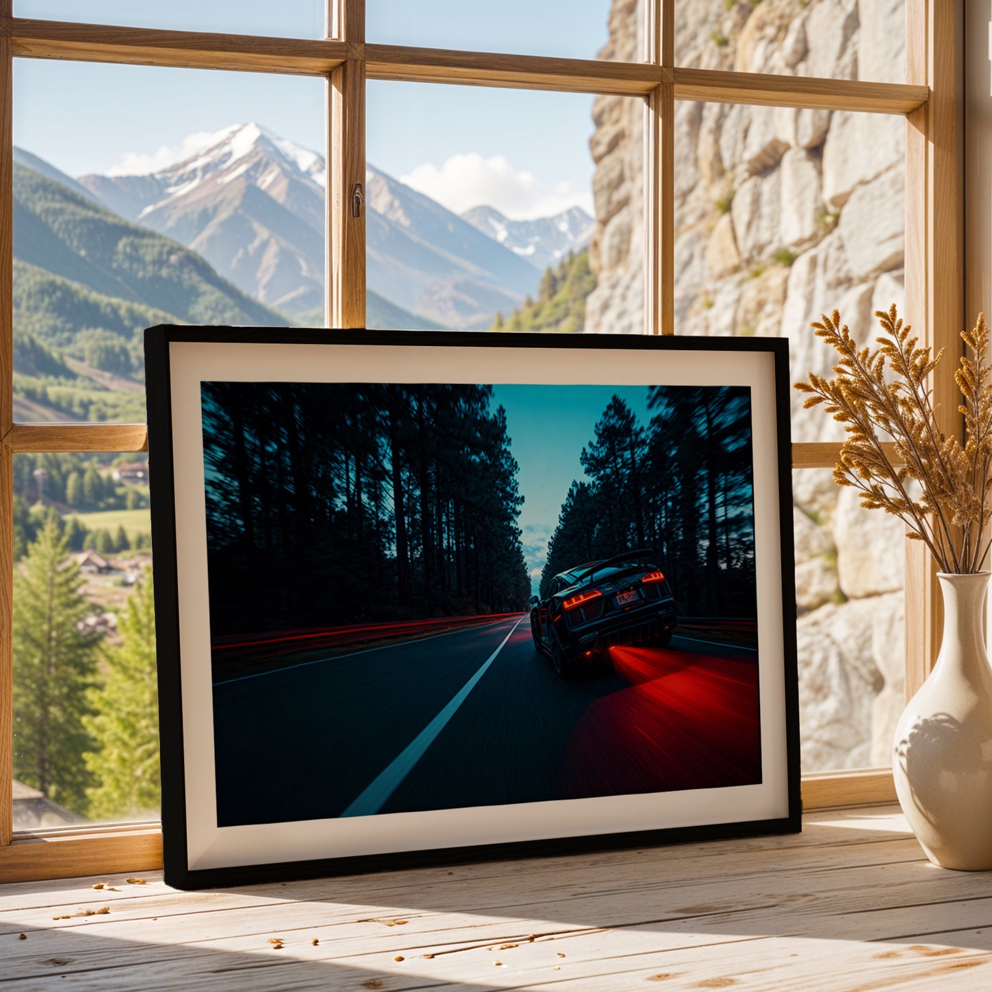 Audi R8 Midnight Forest Drive Wall Frame