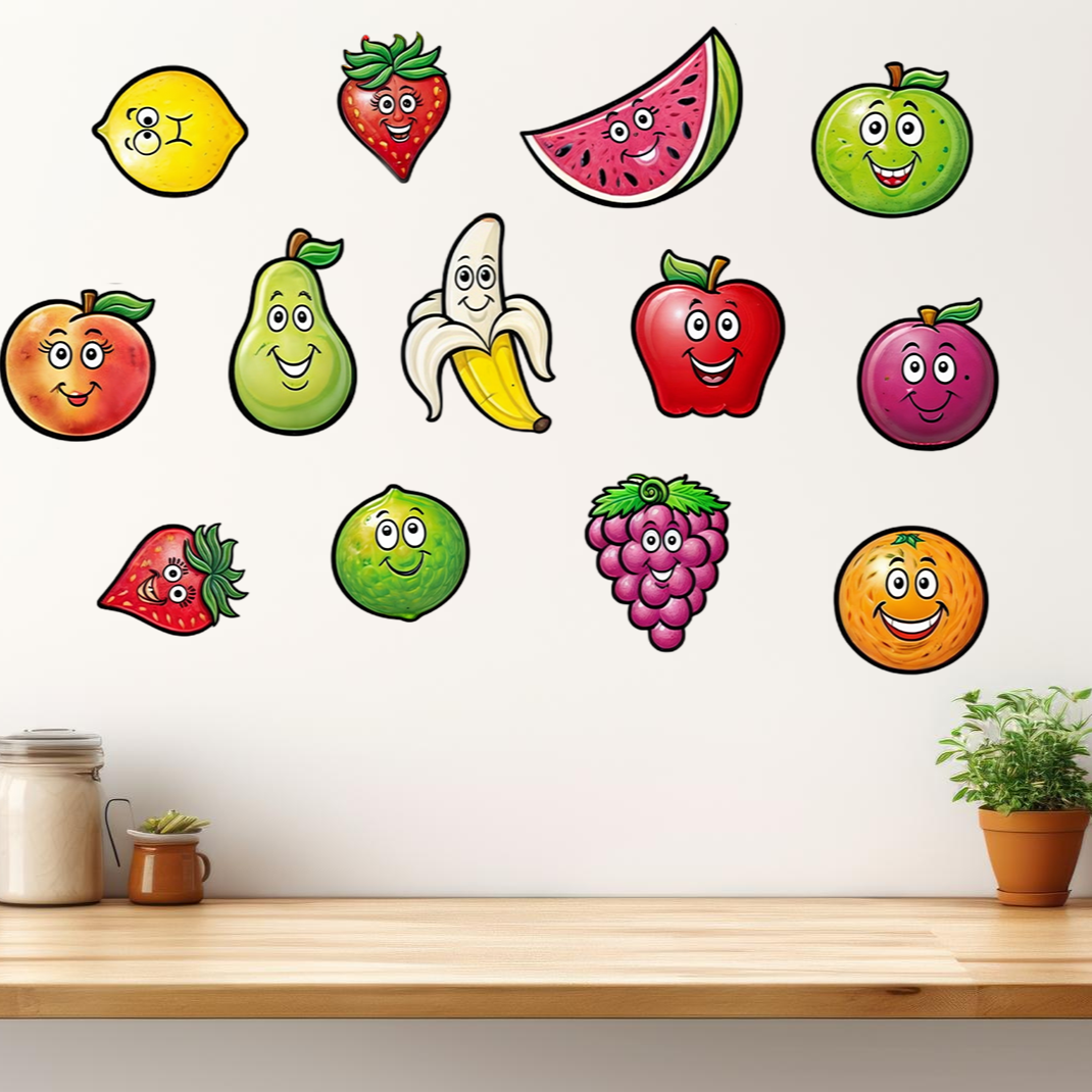 Smiling Cartoon Fruit Kitchen/Kids Room Wall Sticker