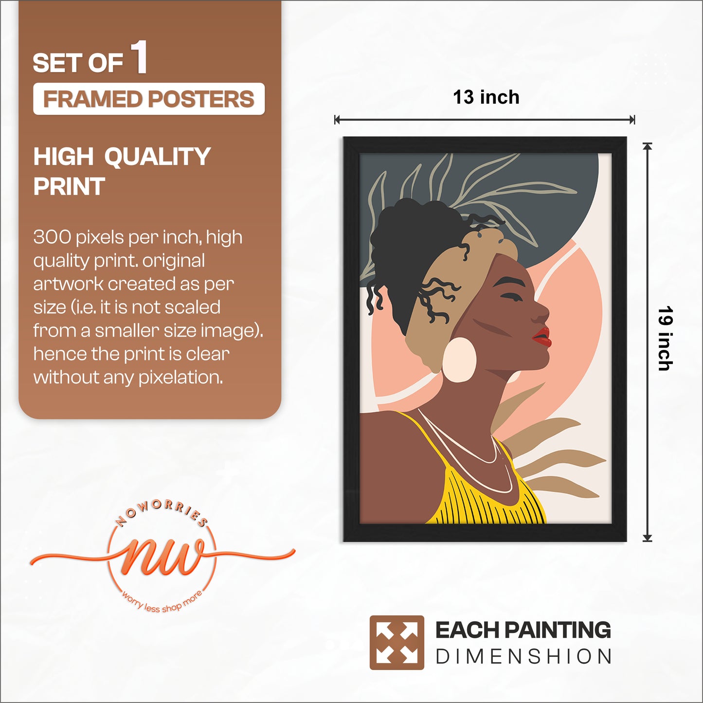 Modern Abstract African Woman Framed Wall Art