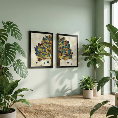 Autumn Tree Wall Art Set of 2