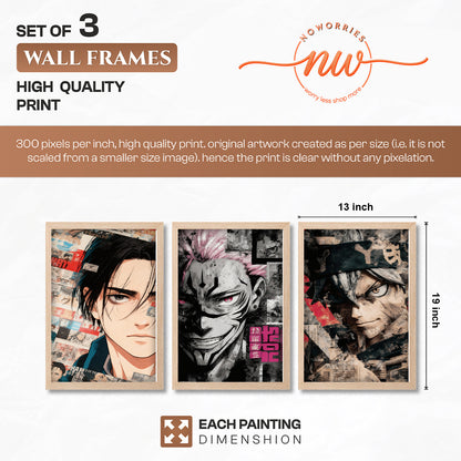 Anime Heroes Wall Art Set of 3