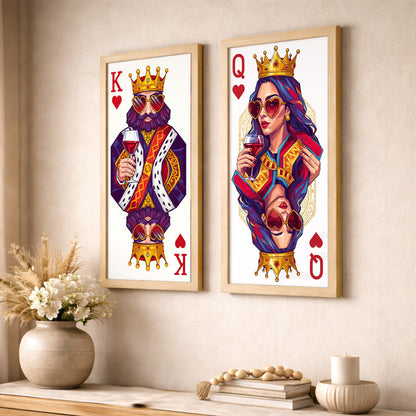 King & Queen Card Art Wall Frame Set of 2