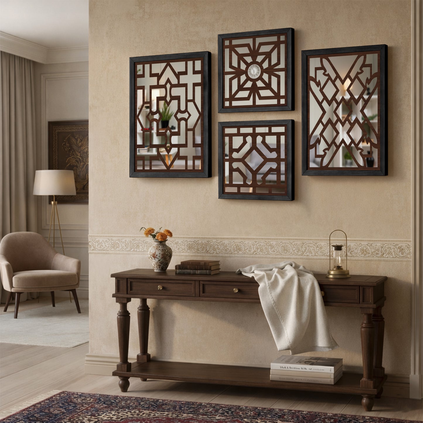 Modern Wall Mirror Set of 4