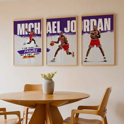 Michael Jordan Motivational Wall Art Set of 3