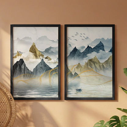 Modern Mountain Art Wall Frame Set of 2