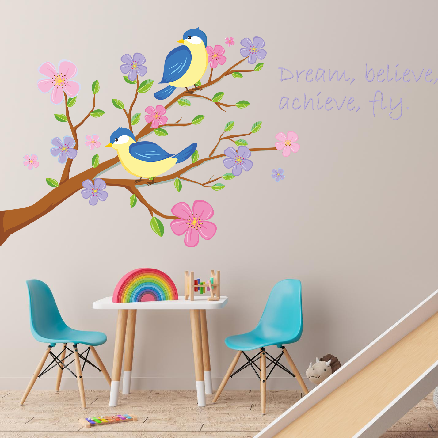 Bird & Flowers Wall Decal