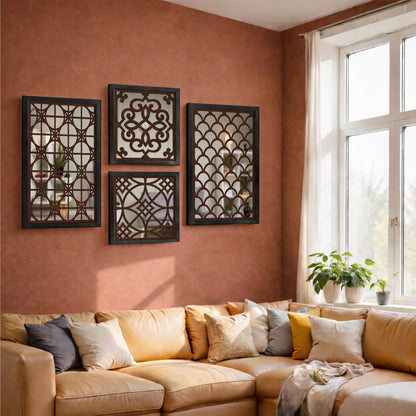 Blush Arabesque Mirror Art Set of 4
