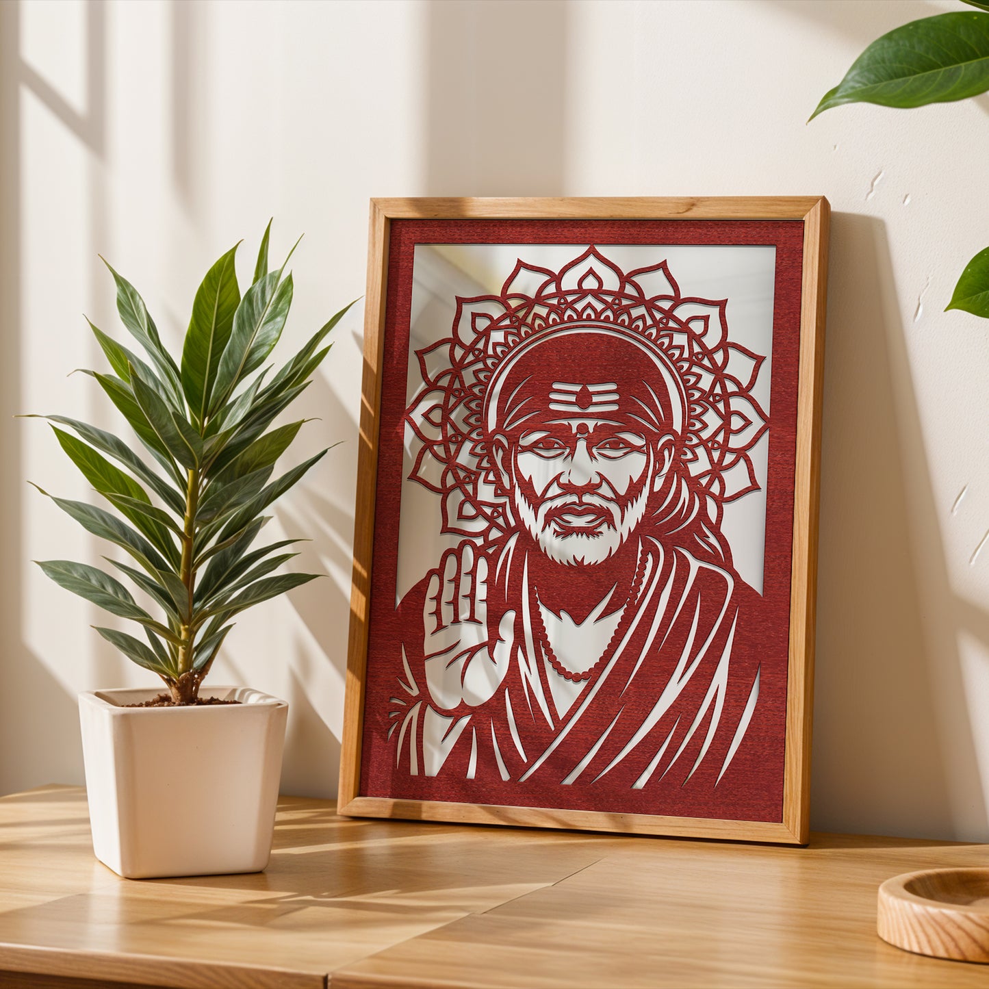 Sai Baba Pinewood Laser wall Art