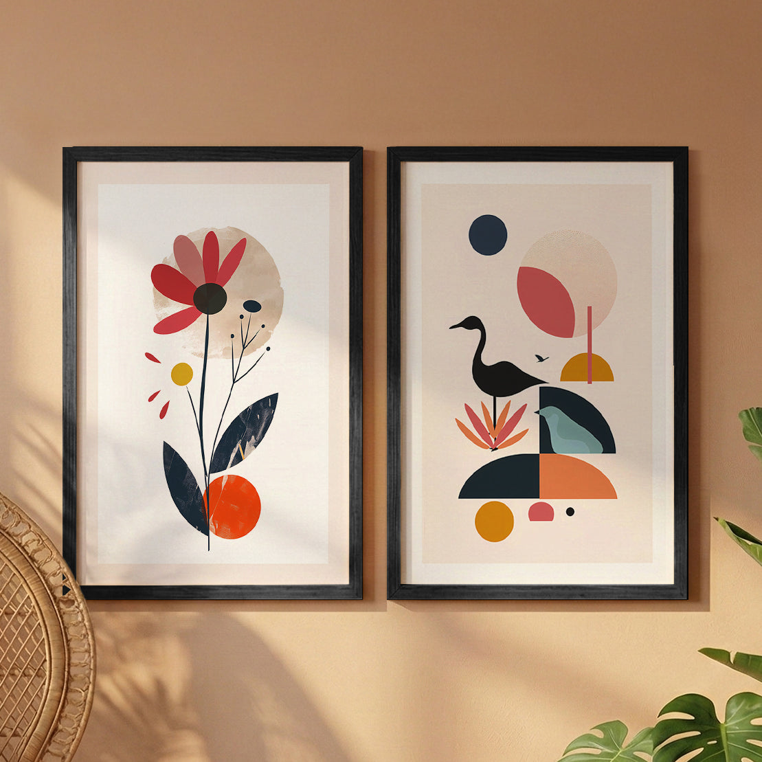 Abstract Modern Floral Wall Art Set of 2