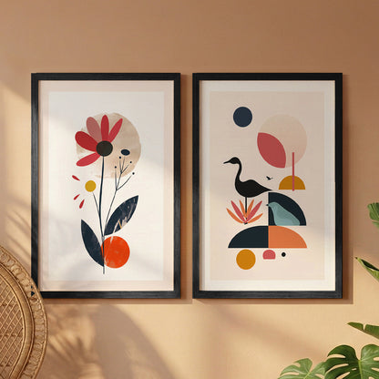 Abstract Modern Floral Wall Art Set of 2