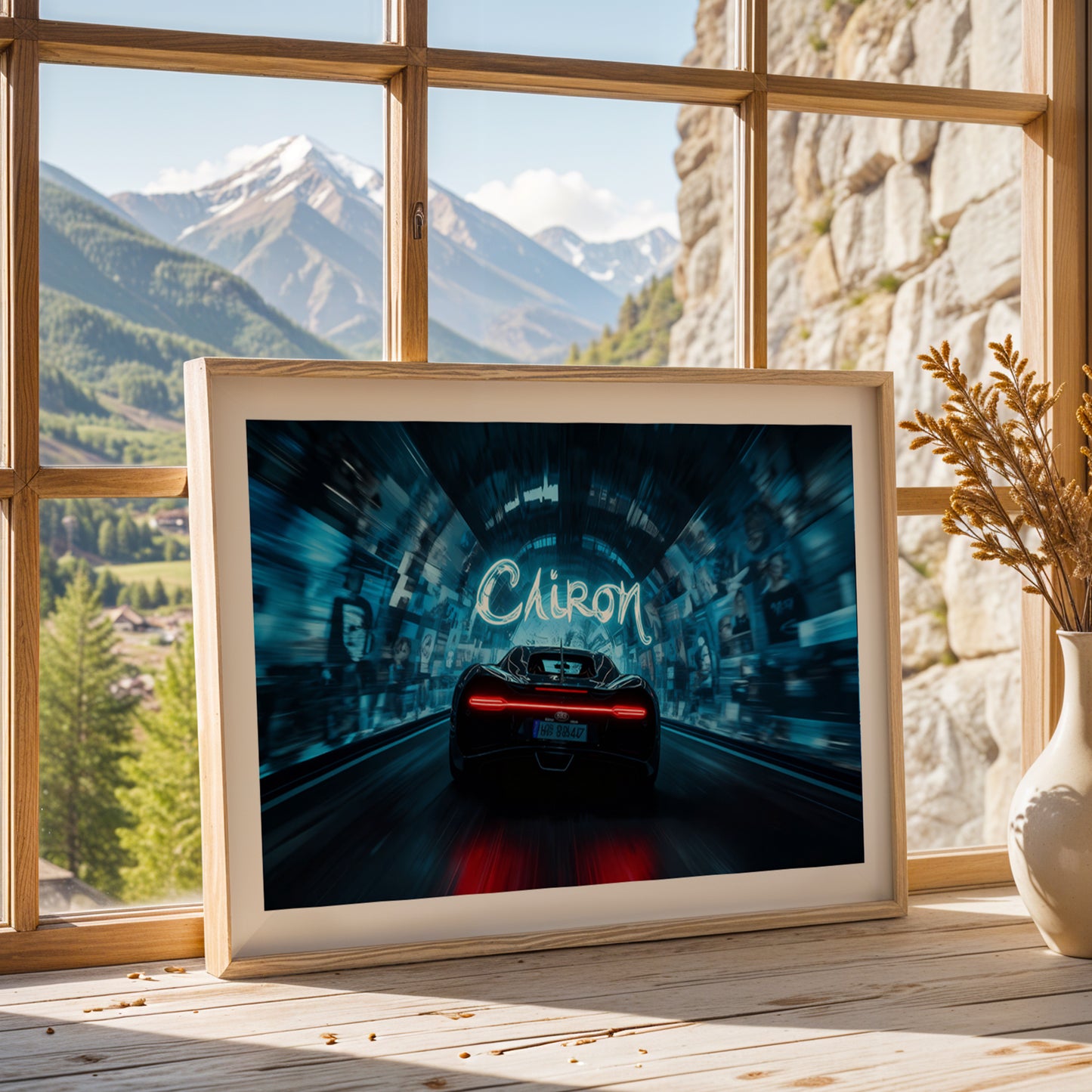 Chiron Hypercar Neon Drive Wall Art