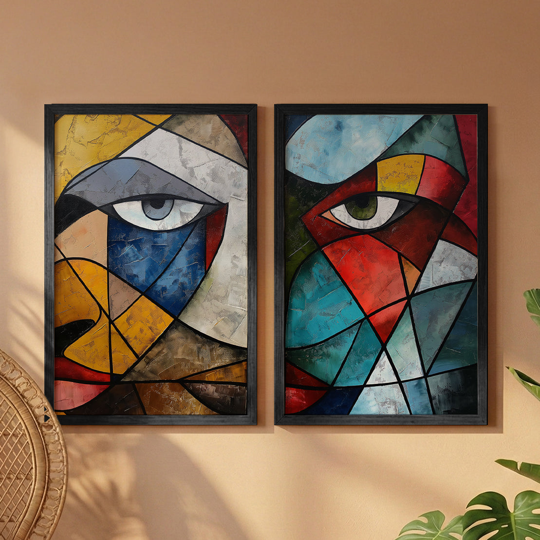 Cubist Eye Wall Art Set of 2