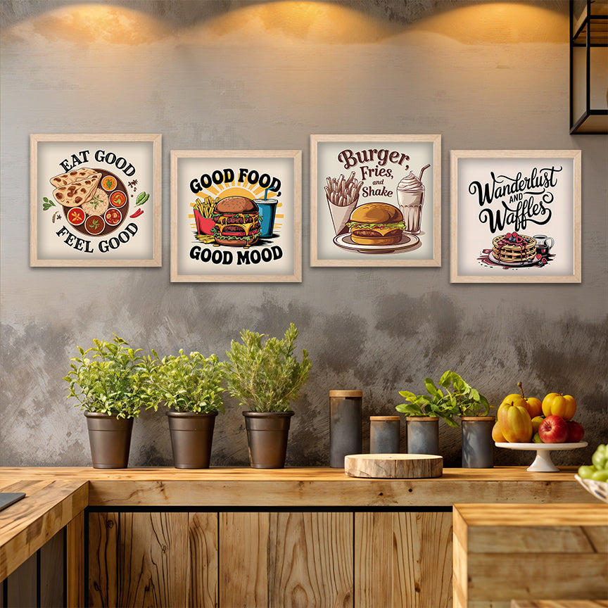 Retro Food Quote Wall Art Set