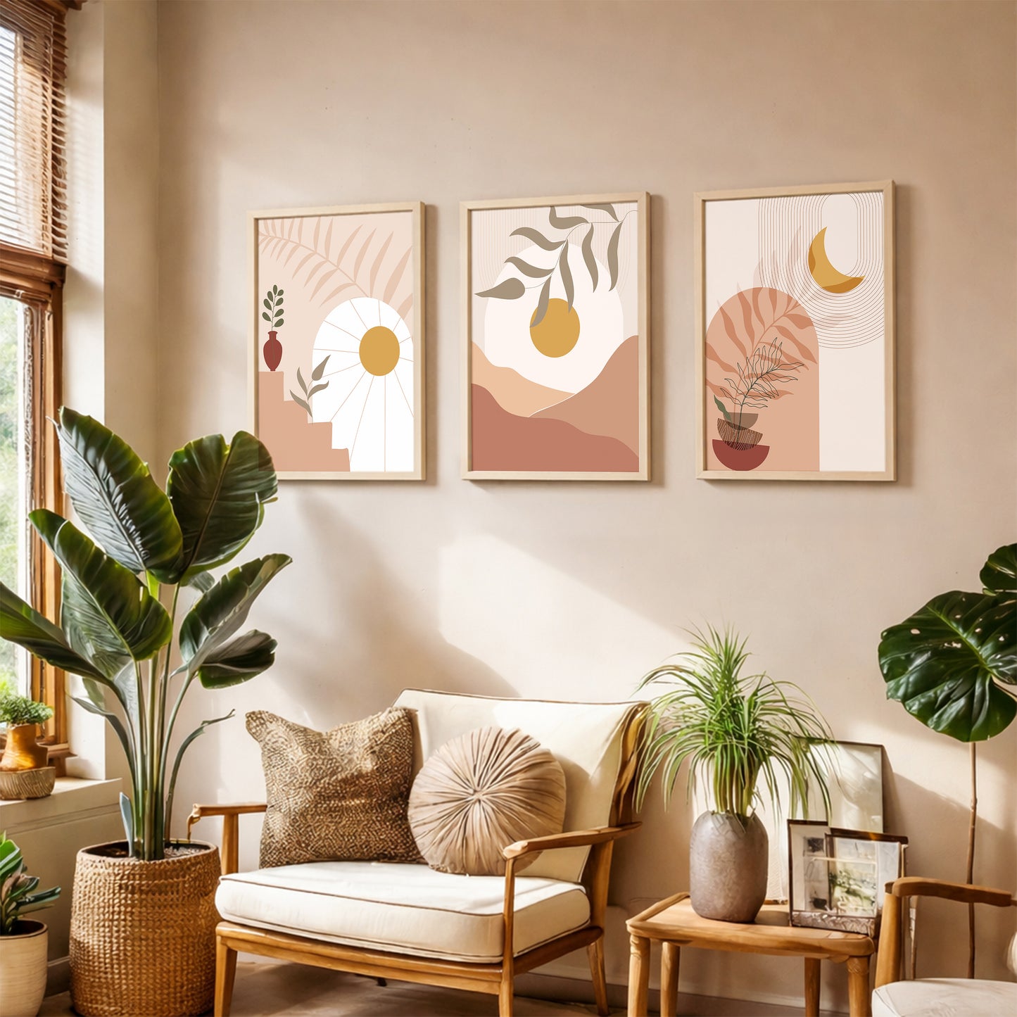 Modern Neutral Landscape Wall Frames Set of 3