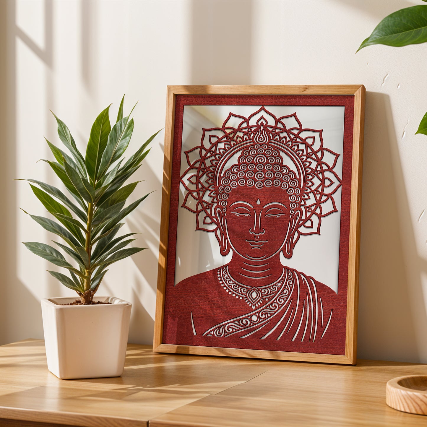 Buddha Pinewood Laser Wall Art