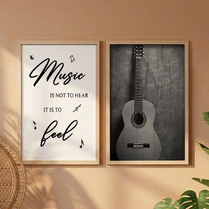 Music & Guitar Black-White Wall Frame Set of 2
