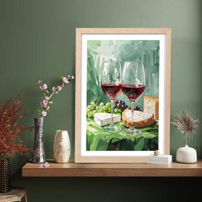 Wine and Cheese Still Life Wall Frame