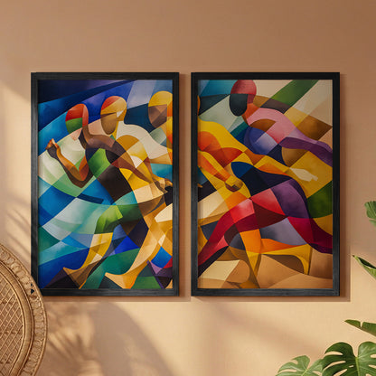 Vibrant Abstract Figures Poster Set of 2