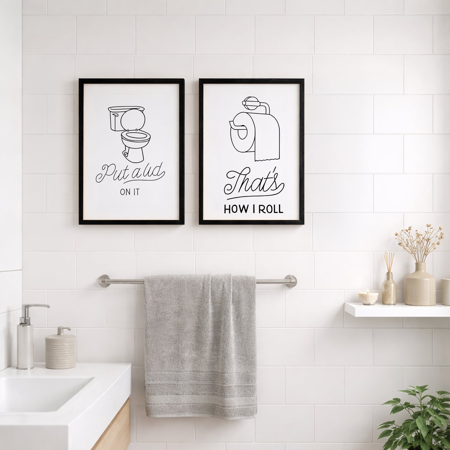 Funny Toilet Humor Wall Frames Set of 2