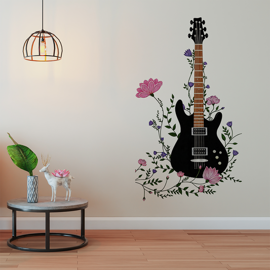 Floral Electric Guitar Wall Sticker