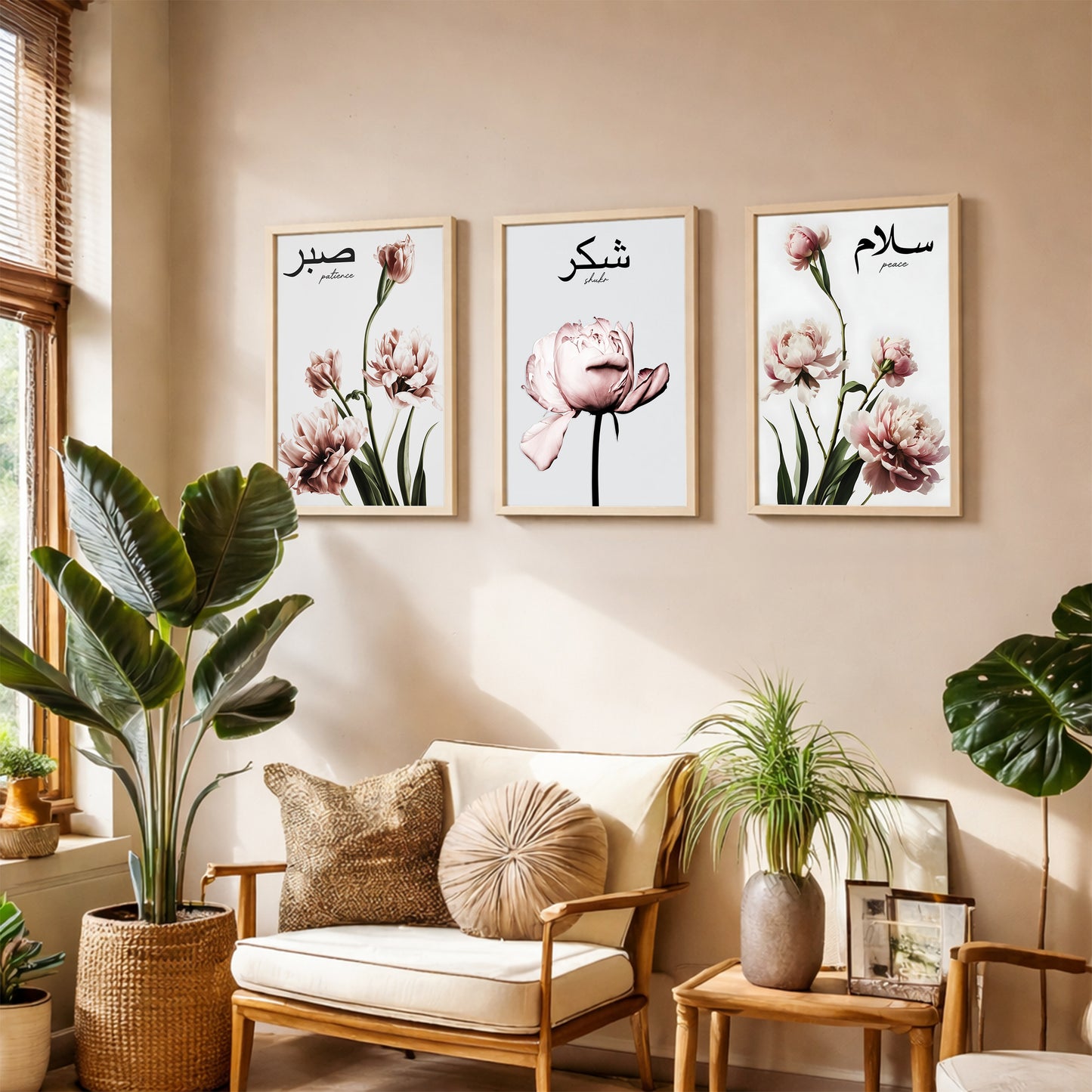 Floral Islamic Quote Wall Frame Set of 3