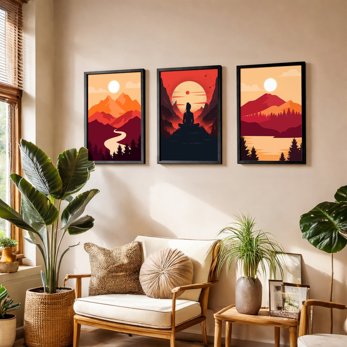 Sunset Serenity Wall Frame Trio