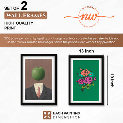 Surreal Apple & Floral Wall Art Set