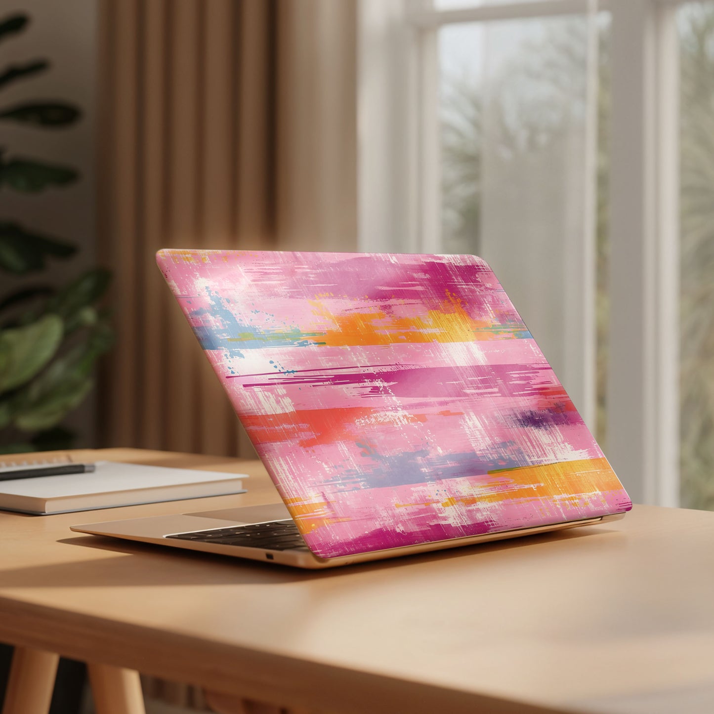 Neon Canvas Watercolor Splatter Aesthetic Laptop Skin