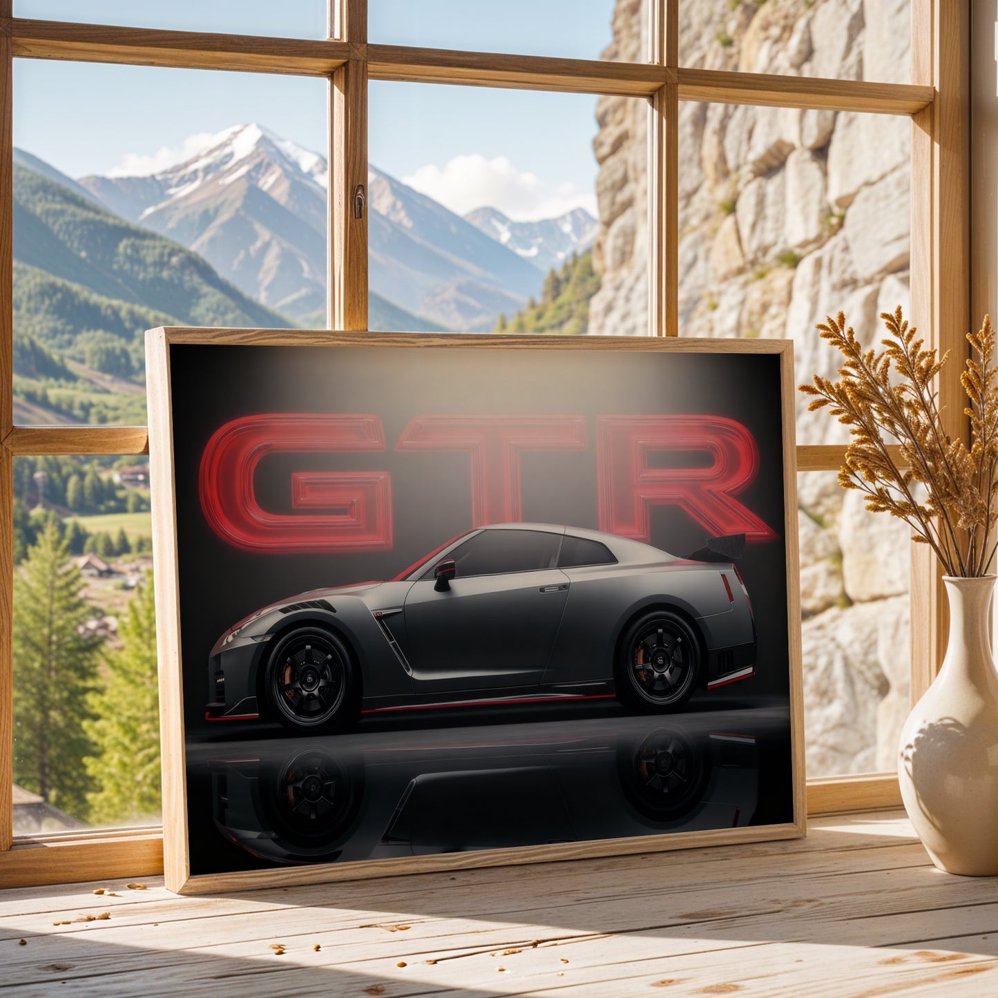 Nissan GT-R Neon Legacy Wall Frame