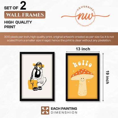 Whimsical Mushroom Framed Set