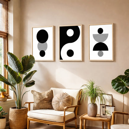 Modern Monochrome Abstract Trio