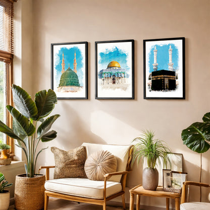 Islamic Sacred Landmarks Wall Art Set – 3