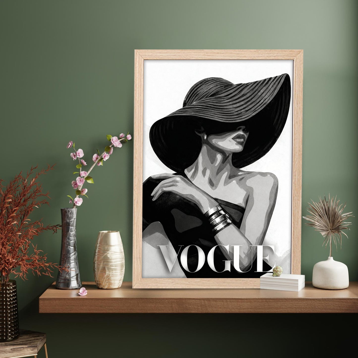 VOGUE Fashion Lady Black & White Framed Wall Art